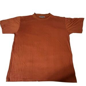 Weekendz off crew neck short sleeve orange silk tee pullover t-shirt L